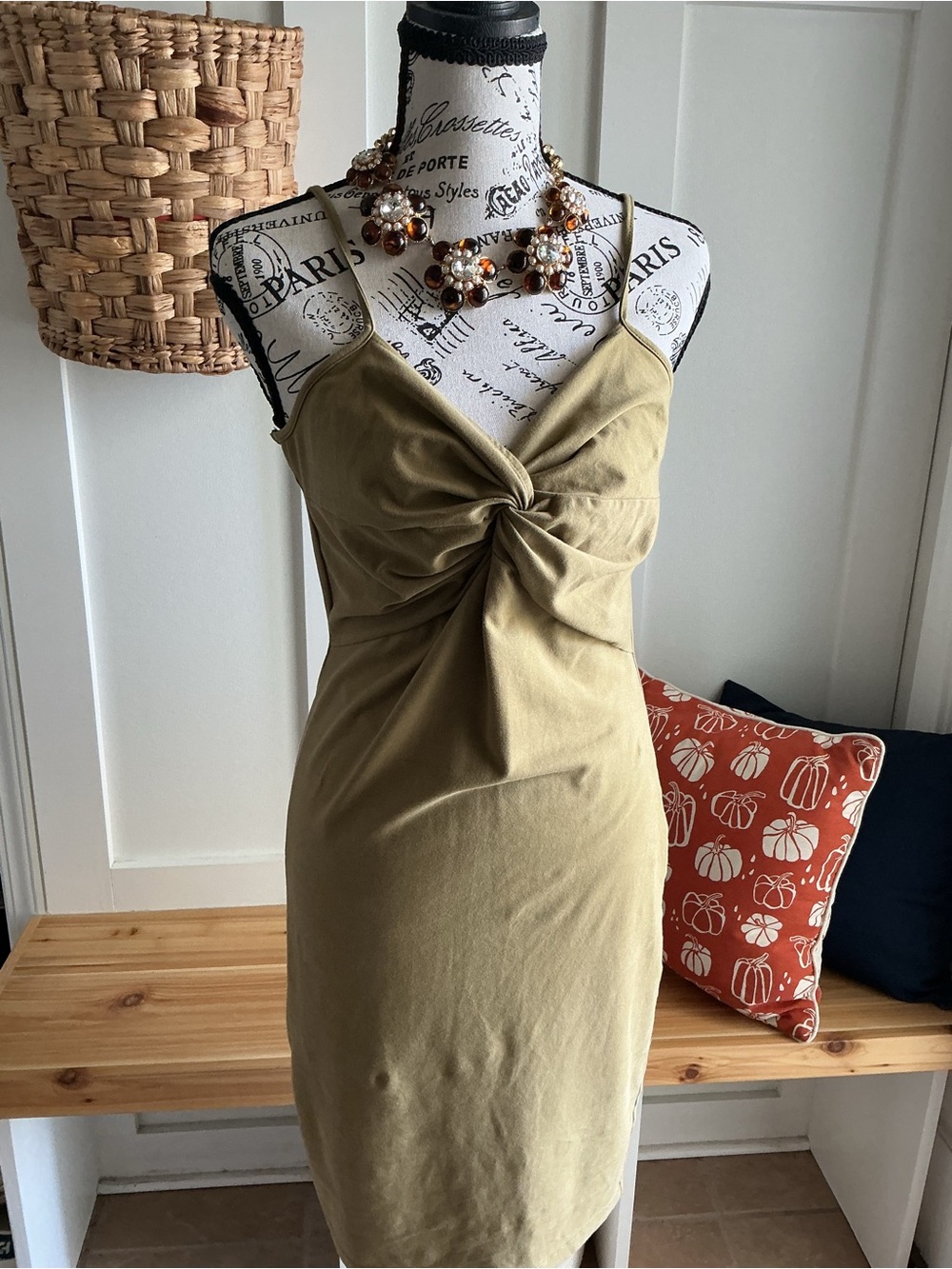 Forever 21 Olive Knot-Front Midi Dress